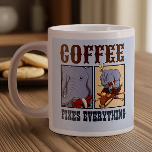 Funny Elephant Coffee behebt alles Cartoon Jumbo-Tasse