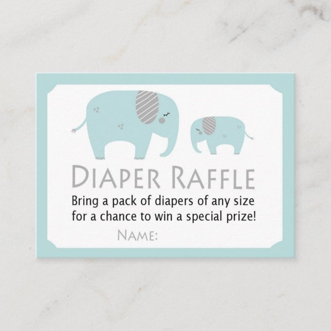 Funny Elephant Diaper Raffle Tickets (Vorderseite)