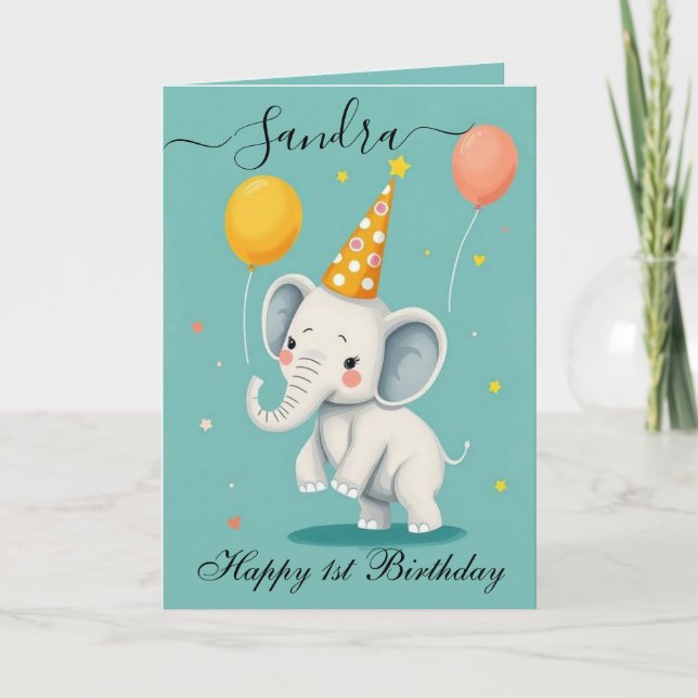 Funny Elephant Happy Birthday Card Karte (Vorderseite)