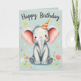 Funny Elephant Happy Birthday Card Karte