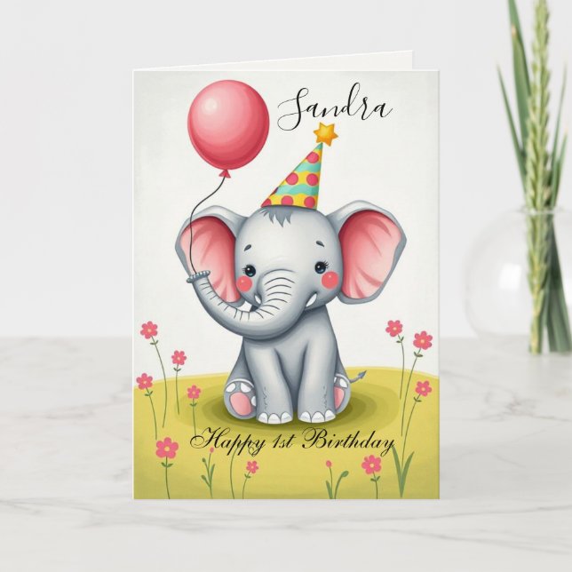 Funny Elephant Happy Birthday Card Karte (Vorderseite)
