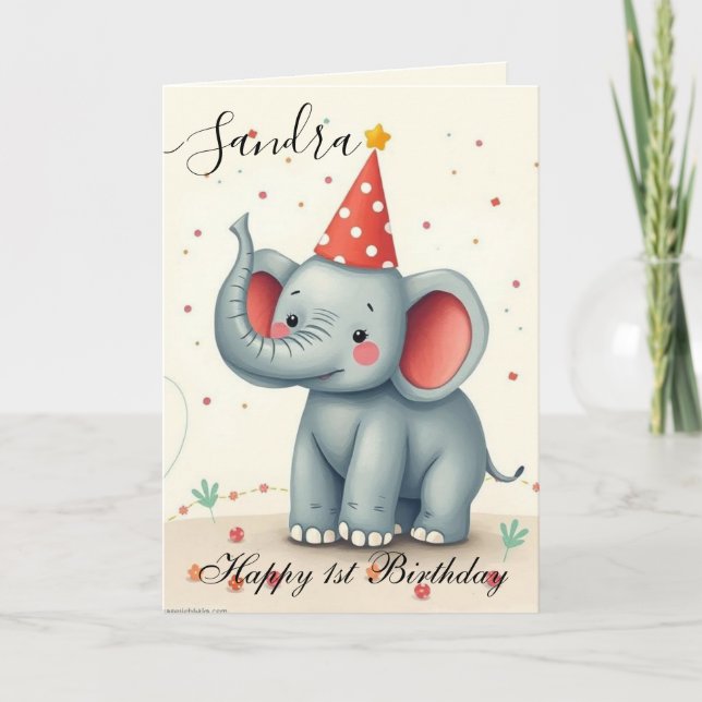 Funny Elephant Happy Birthday Card Karte (Vorderseite)