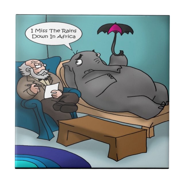 Funny Elephant in Therapy Fliese (Vorderseite)
