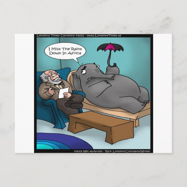 Funny Elephant in Therapy Postkarte (Vorderseite)