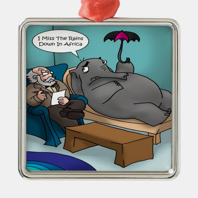 Funny Elephant in Therapy Silbernes Ornament (Vorne)