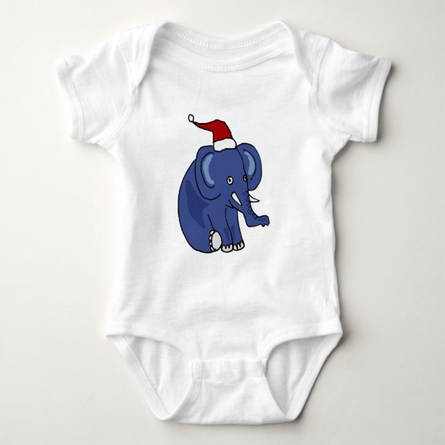 Funny Elephant in Weihnachtsmannmütze Weihnachten  T-Shirt (Vorderseite)