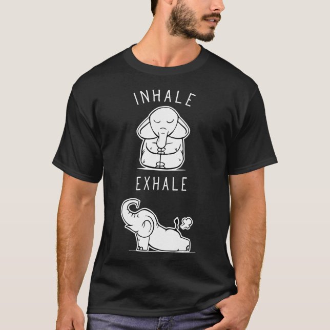 Funny Elephant Inhale Ehale Yoga friends T-Shirt (Vorderseite)