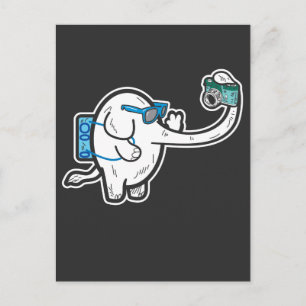 Funny Elephant Tourist Selfie Zoo Tier Postkarte