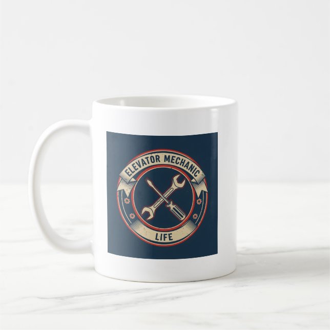 Funny Elevator Technician Gift - Mechanic Life Log Kaffeetasse (Links)