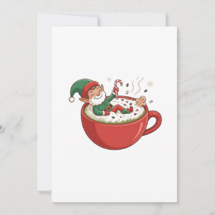 Funny Elf Bathub auf Matcha Drink Feiertagskarte