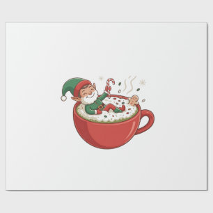 Funny Elf Bathub auf Matcha Drink Geschenkpapier