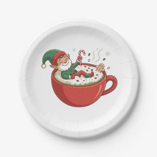 Funny Elf Bathub auf Matcha Drink Pappteller
