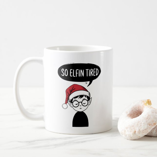 Funny ELF Christmas Morgens Kleine Geschenk Kaffeetasse (Mit Donut)