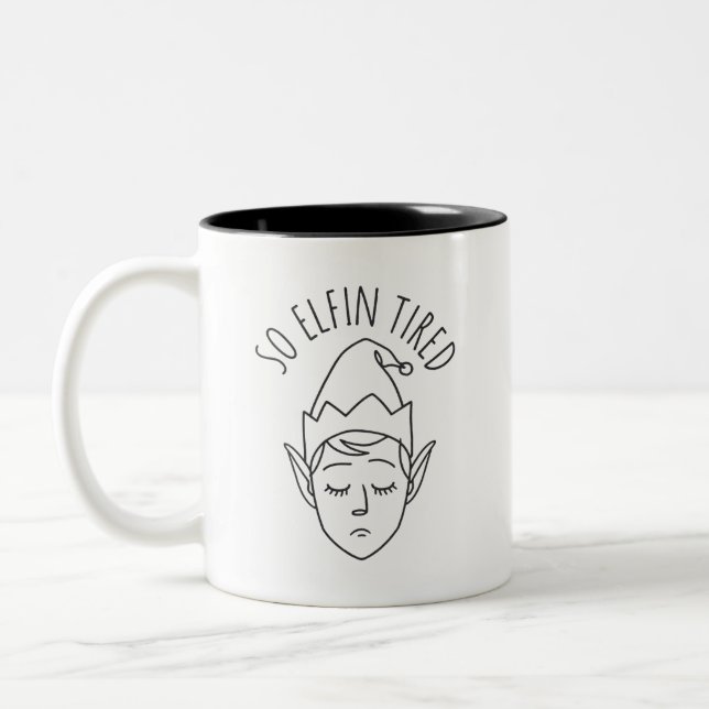 Funny ELF Christmas Morgens Kleine Geschenk Zweifarbige Tasse (Links)