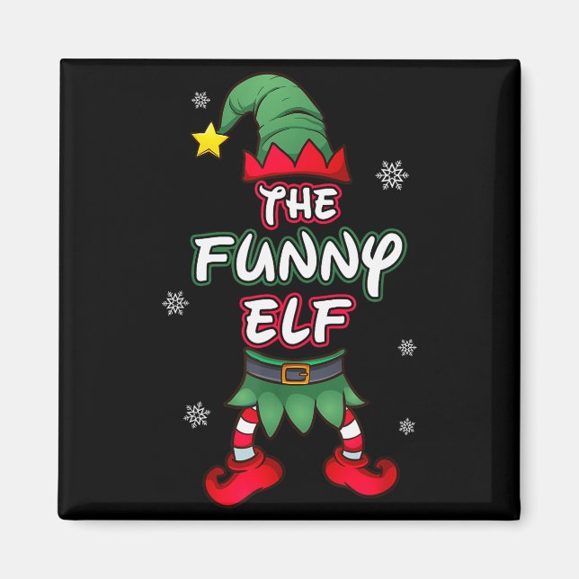 Funny Elf Christmas Pajamas Pjs Matching Family Gr Magnet (Vorne)