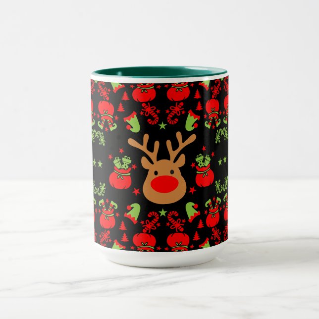 Funny Elf Christmas Wrapping Tasse (Zentrum)
