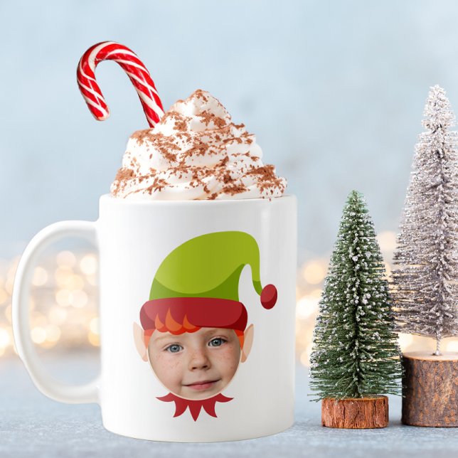 Funny Elf Face Weihnachtsfeier Tasse (Elf Face Funny Kids Christmas Mug)