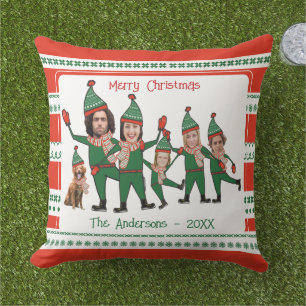 Funny Elf Familie von Five Hund Red Green Weihnach Kissen