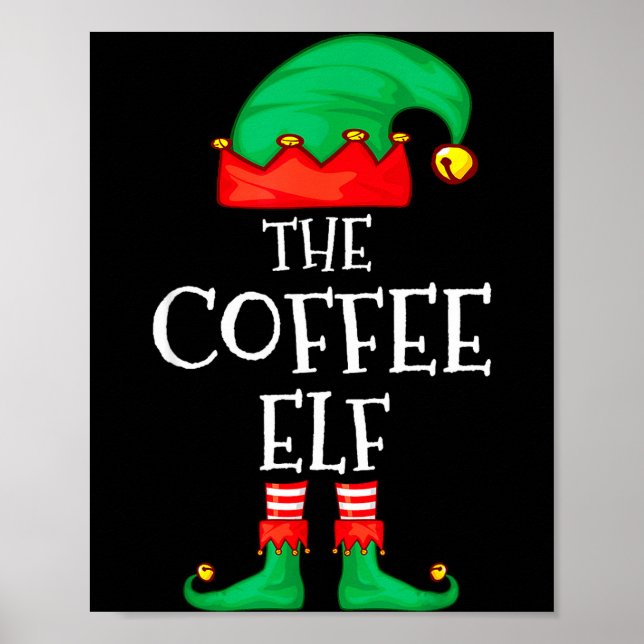 Funny Elf Family Christmas The Coffee Elf Sweater  Poster (Vorne)