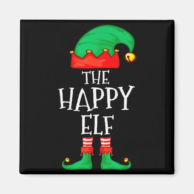 Funny Elf Family Christmas The Happy Elf Sweater M Magnet (Vorne)