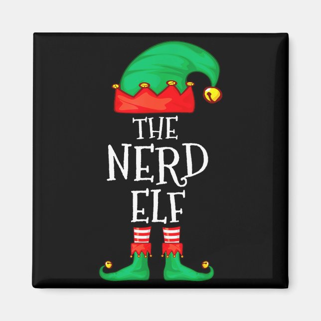 Funny Elf Family Christmas The Nerd Elf Sweater Me Magnet (Vorne)