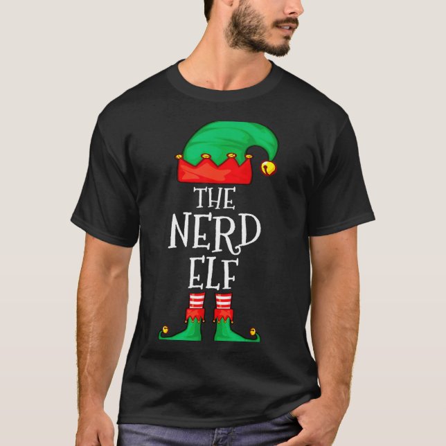 Funny Elf Family Christmas The Nerd Elf Sweater Me T-Shirt (Vorderseite)