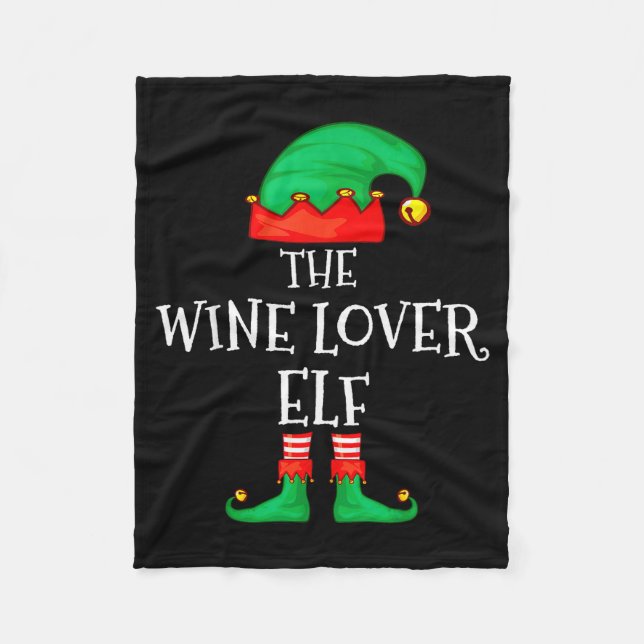 Funny Elf Family Christmas The Wine Lover Elf Men  Fleecedecke (Vorderseite)