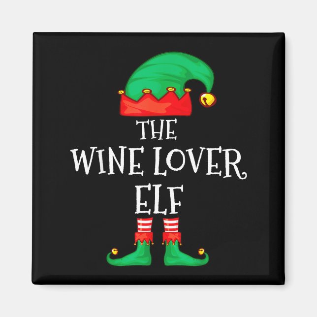 Funny Elf Family Christmas The Wine Lover Elf Men  Magnet (Vorne)