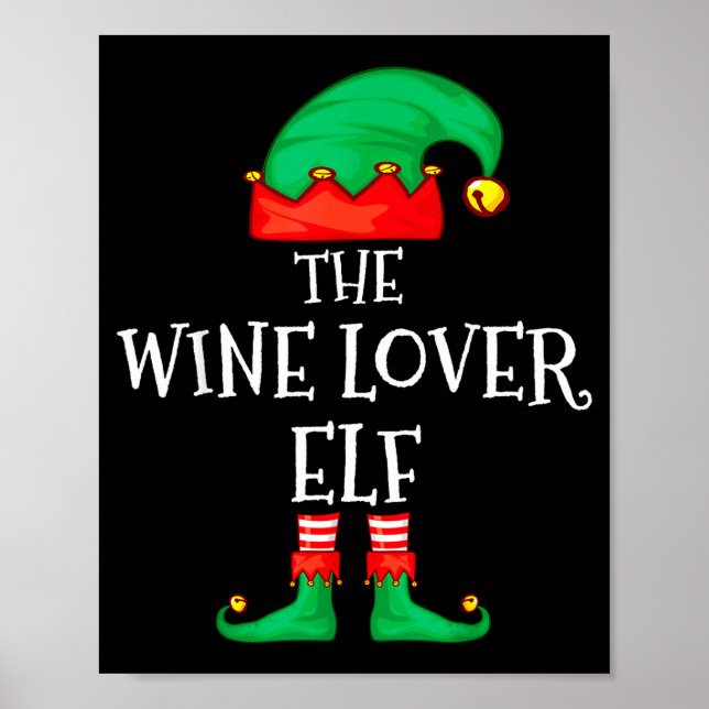 Funny Elf Family Christmas The Wine Lover Elf Men  Poster (Vorne)