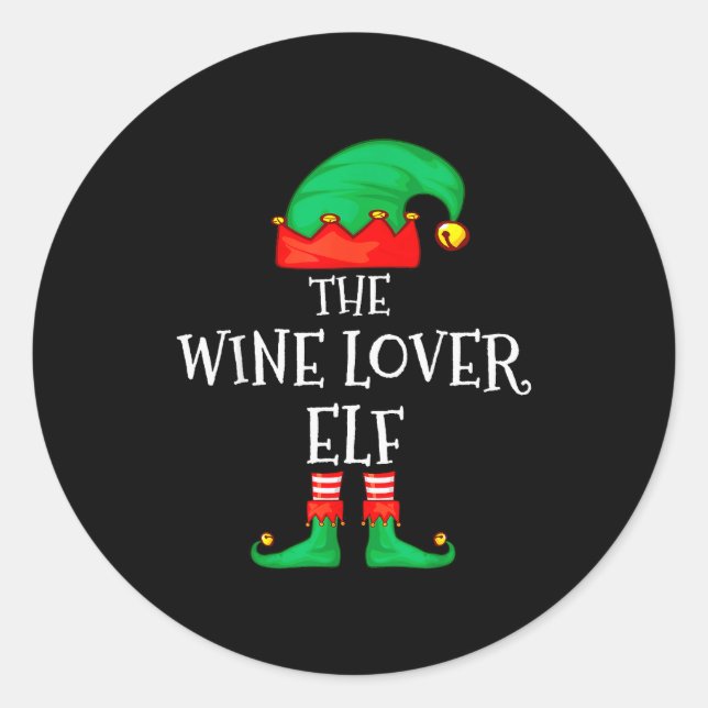 Funny Elf Family Christmas The Wine Lover Elf Men  Runder Aufkleber (Vorderseite)