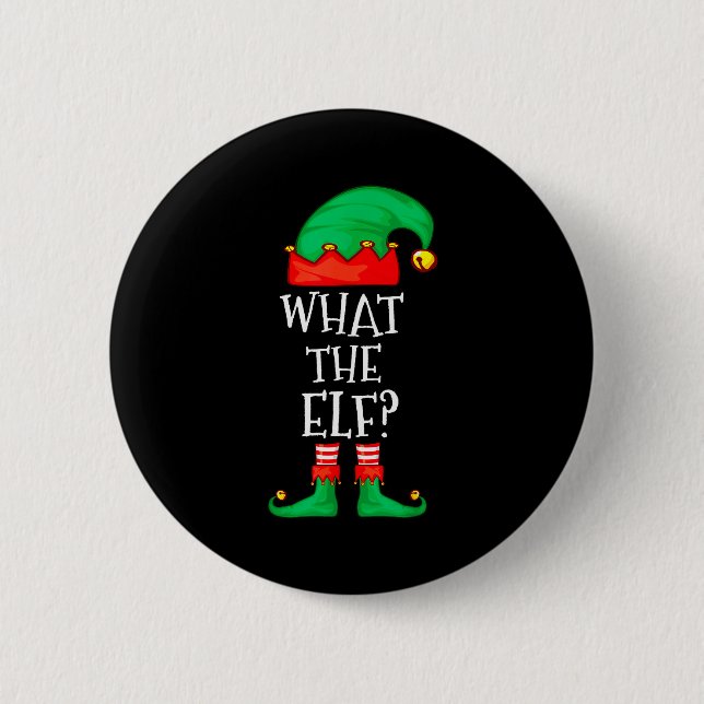 Funny Elf Family Christmas What The Elf Sweater Me Button (Vorderseite)