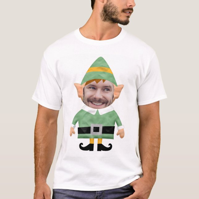 Funny elf Foto benutzerdefinierte Vorlage Weihnach T-Shirt (Vorderseite)