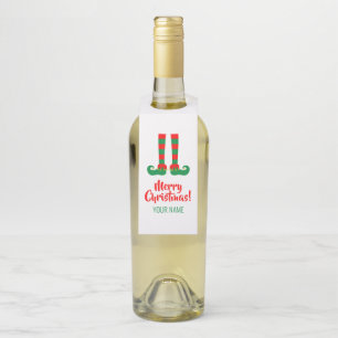 Funny elf Füße Weihnachtswein Flaschenhalter Flaschenanhänger