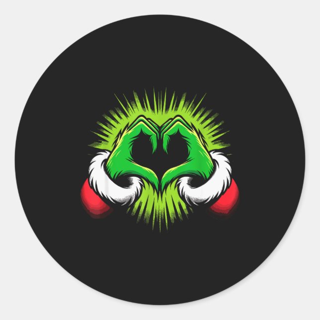 Funny Elf Heart Hands Love Christmas  Runder Aufkleber (Vorderseite)