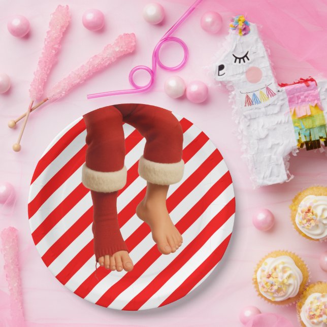 Funny Elf Legs Christmas | North Pole Mischief  Pappteller (Party)