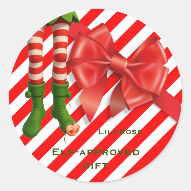 Funny Elf Legs Christmas | North Pole Mischief  Runder Aufkleber (Vorderseite)