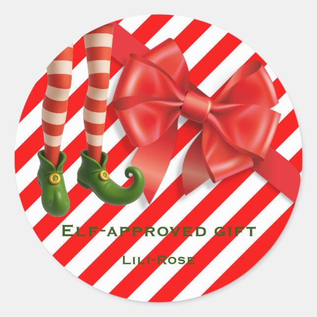 Funny Elf Legs Christmas | North Pole Mischief  Runder Aufkleber (Vorderseite)