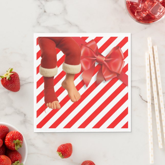 Funny Elf Legs Christmas | North Pole Mischief  Serviette (Beispiel)