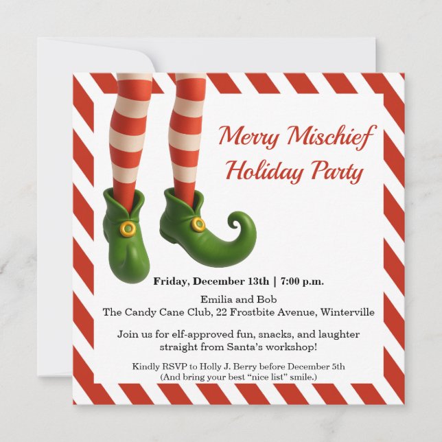 Funny Elf Legs | North Pole Mischief Holiday Invit Save The Date (Vorderseite)