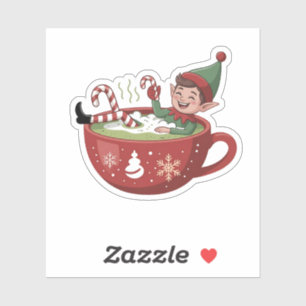 Funny Elf nimmt Matcha Bathub Weihnachten Aufkleber