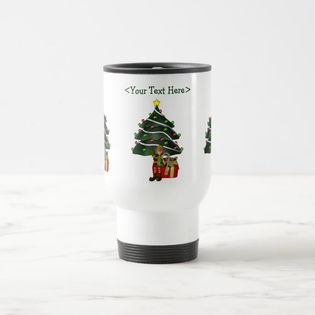 Funny Elf Personalisiert Weihnachtsfeiertag Tasse (Mittel)