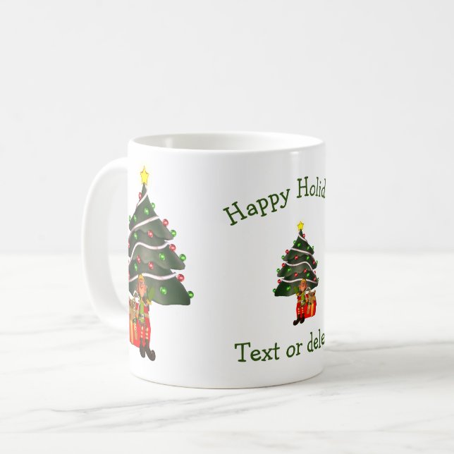 Funny Elf Personalisierter Weihnachtsfeiertag Kaffeetasse (Vorderseite Links)