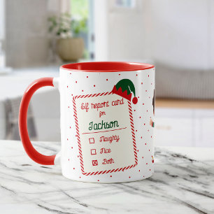 Funny Elf Report Custom Foto Weihnachtsfeiertag Tasse