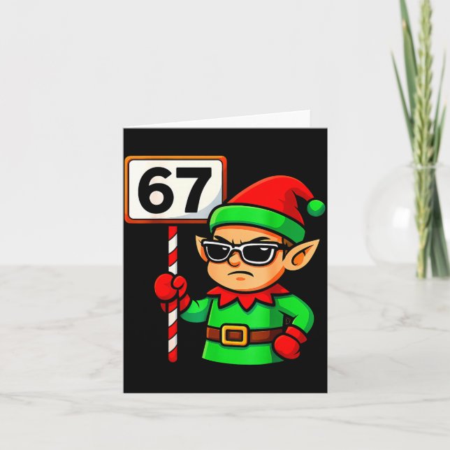Funny Elf Six Seven 6 7 Meme Christmas Costume 67  Karte (Vorderseite)
