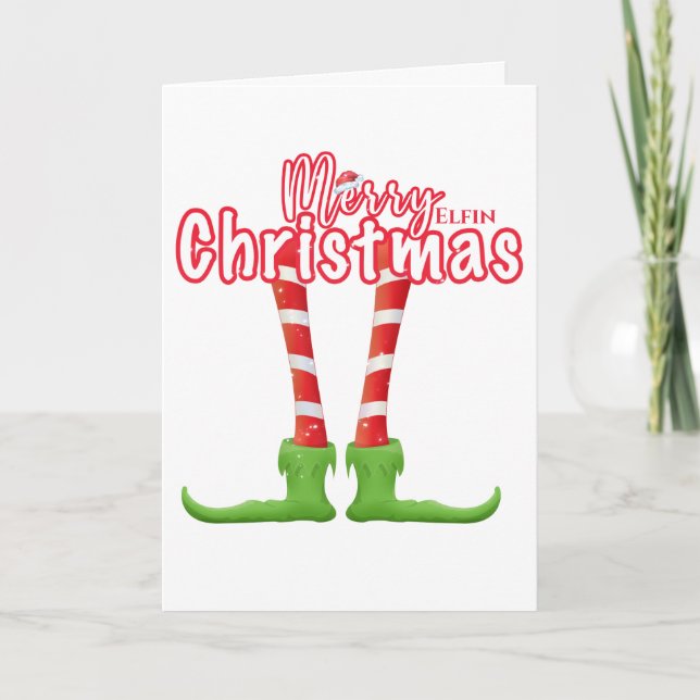 Funny elf Spaß fröhlich elfin Weihnachten niedlich Karte (Vorderseite)