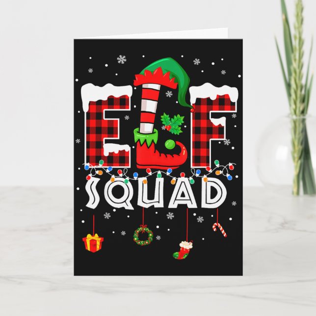 Funny Elf Squad Christmas Family Matching Pajamas  Karte (Vorderseite)