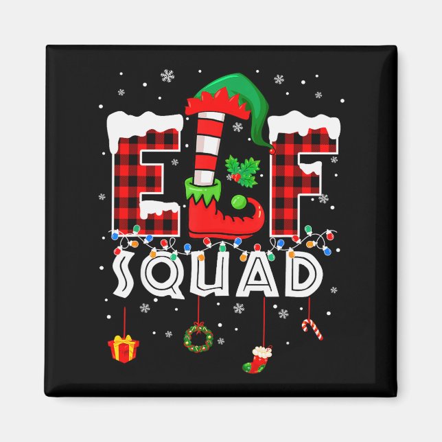 Funny Elf Squad Christmas Family Matching Pajamas  Magnet (Vorne)