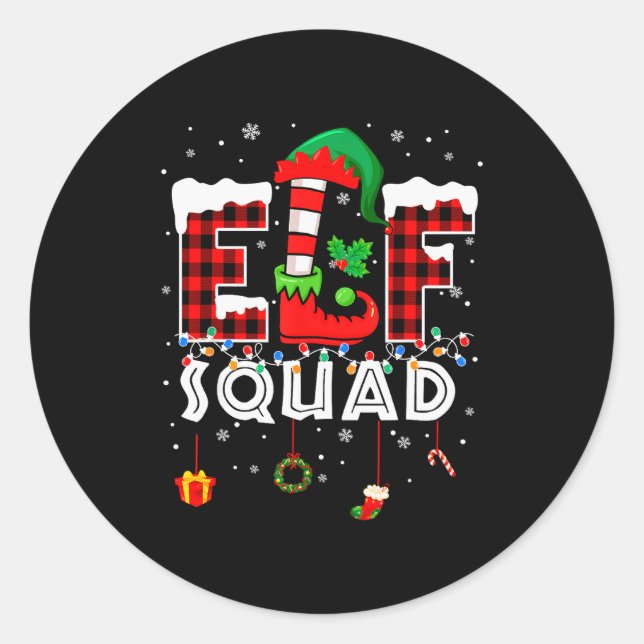 Funny Elf Squad Christmas Family Matching Pajamas  Runder Aufkleber