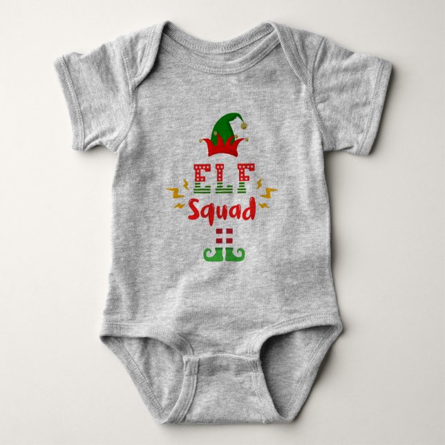 FUNNY ELF SQUAD - CHRISTMAS FUN BABY STRAMPLER (Vorderseite)