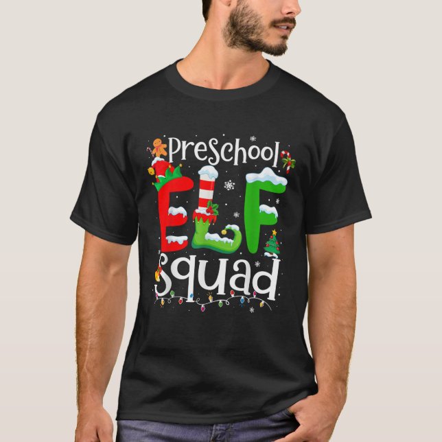 Funny Elf Squad Preschool Teacher Christmas Child  T-Shirt (Vorderseite)